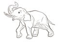 In the animal world. Image of an elephant. Black and white drawing, coloring. Royalty Free Stock Photo